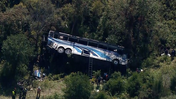 Two dead, five critically injured after school bus falls into ditch in New York