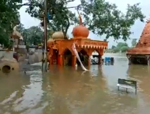 The water level of the Shipra river has receded slightly