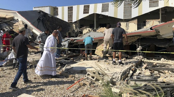 church roof collapses in Mexico