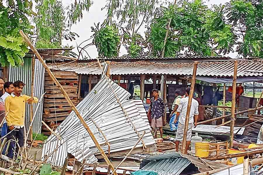 The village of Londabhand in Cooch Behar was hit by a few minutes of storm