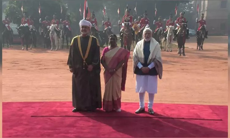 Oman Sultan Haitham bin Tarik,President Draupadi Murmu and Prime Minister Narendra Modi