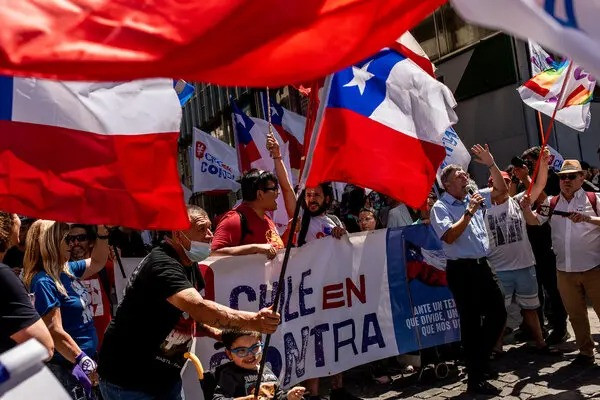 Demonstrations against proposed constitutional changes in Santiago, the capital of Chile.