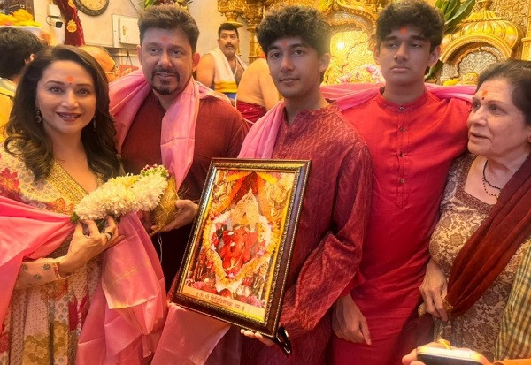 Actress Madhuri Dixit performed puja at Siddhivinayak temple in Mumbai