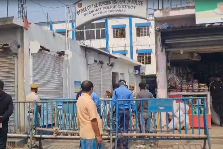 The Basirhat Police Superintendent's office has practically become a fort