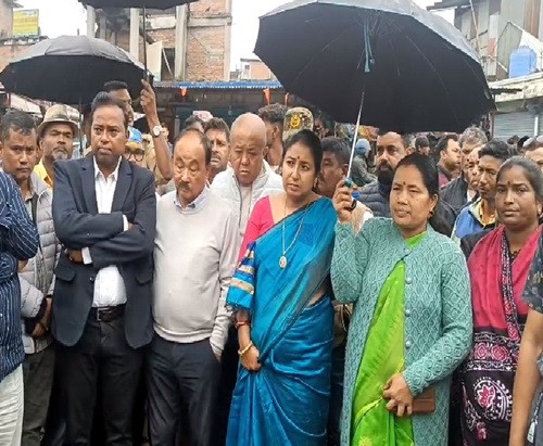 Trinamool Congress candidate Gopal Lama visits