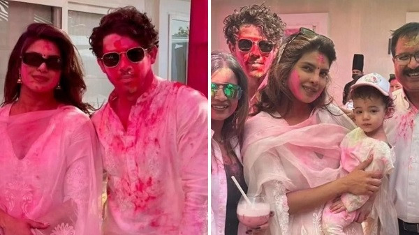 Nick-Priyanka play colors with family to the beat of dhol