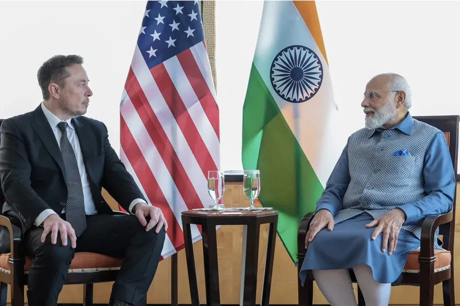 Prime Minister Narendra Modi with Elon Musk