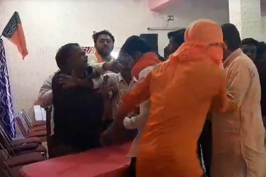 A scene of mayhem at the BJP workshop