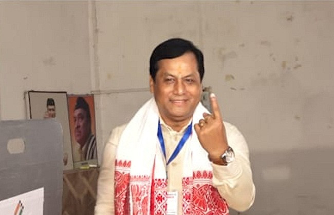 Union Minister Sarbananda Sonowal cast his vote