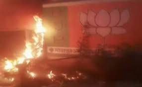 Fire at BJP booth office in Jalpaiguri
