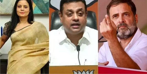 Mahua Maitra, Sambit Patra & Rahul Gandhi (File Picture)