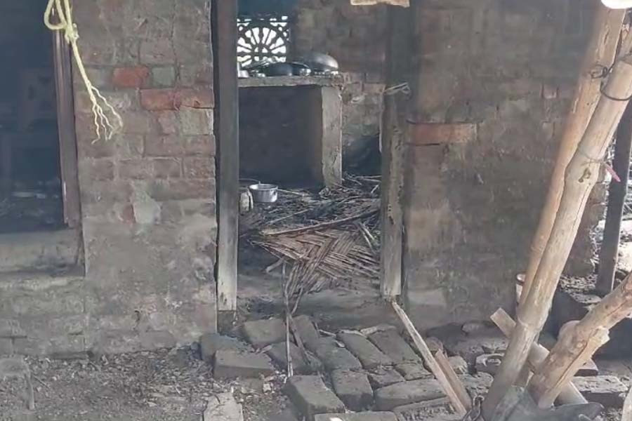 After a part of a BJP worker's house was burnt down in Bolpur