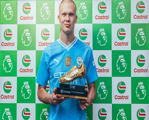 Manchester City's Holland won the second Golden Boot in a row
