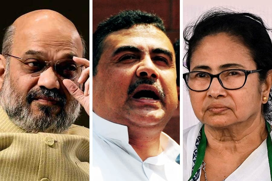 Subvendu Adhikari, Mamata Banerjee and Amit Shah