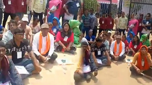 BJP candidate Abhijit Das Bobby sat on dharna