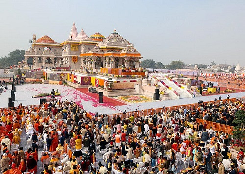 Devotees gather at Ram Mandir in Ayodhya