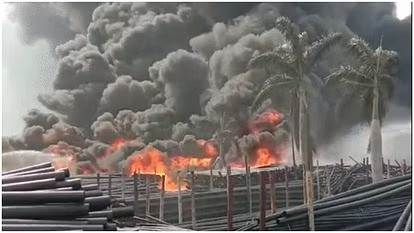 Pipe factory fire in Rajasthan