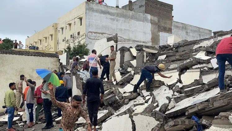 A few people are feared to be stuck in the multi-storey rubble of Surat even on Sunday
