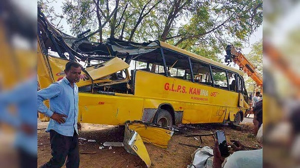 School bus overturns in Haryana