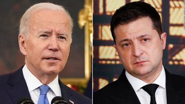 Ukrainian President Volodymyr Zelensky and US President Joe Biden