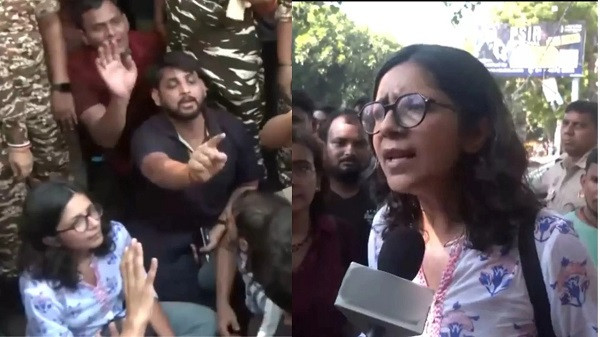 students protest around Maliwal