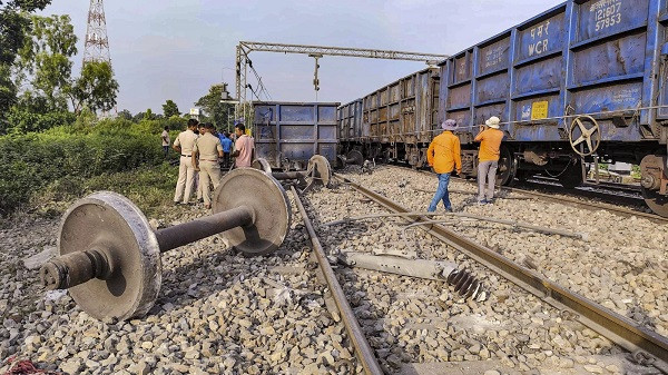 Goods train derailed in Telangana