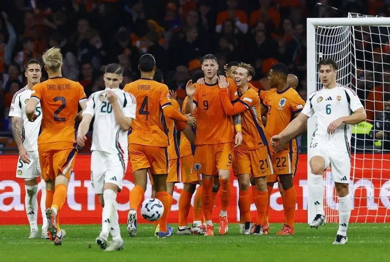 The Netherlands reached the last eight by destroying Hungary