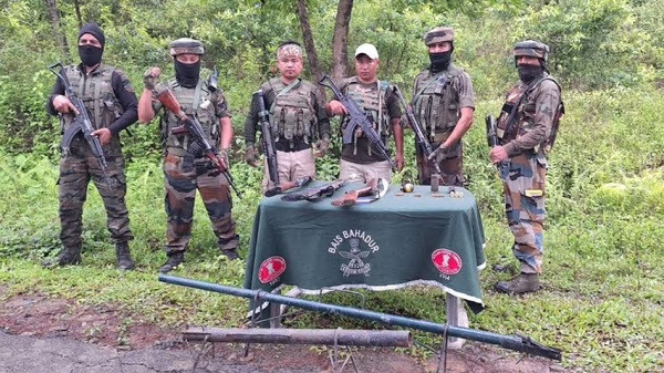 Firearms recovered by security forces in Manipur's Kangpokpi district