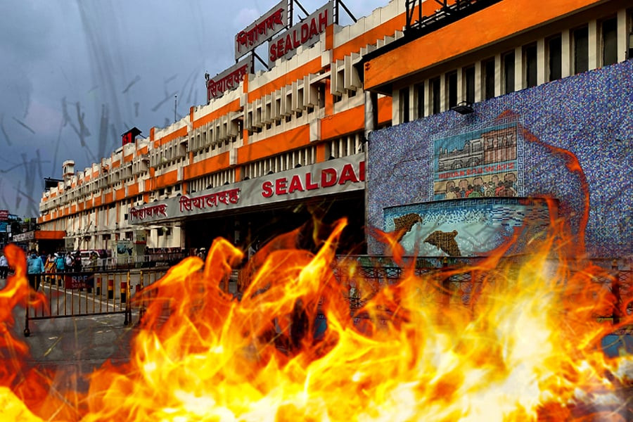 Fire breaks out under flyover in front of Sealdah station