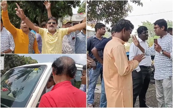 Dilip blocked at Kolaghat, Go back slogan