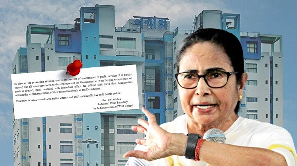 Mamata Banerjee at a press conference in Nabanna