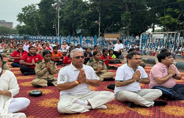 Dilip at Krira Bharati's program on Yoga Day