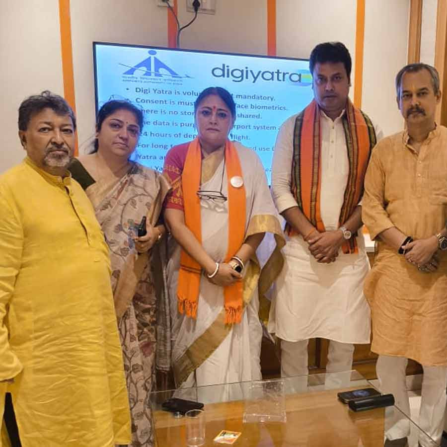 Biplab Dev with BJP leadership including Agnimitra Pal.
