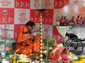 Pandal Decorated with Rickshaws