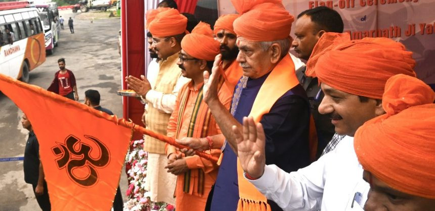 LG Sinha flags off holy Shri Budha Amarnath Ji Yatra from Jammu
