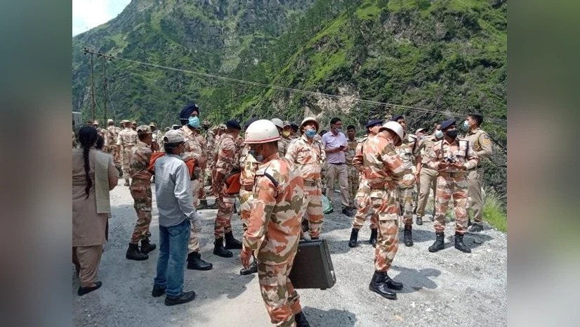 ITBP personnel at the landslide site
