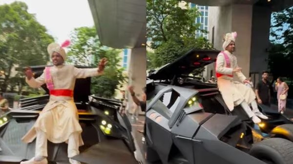 Indian groom makes grand wedding entry in Batmobile