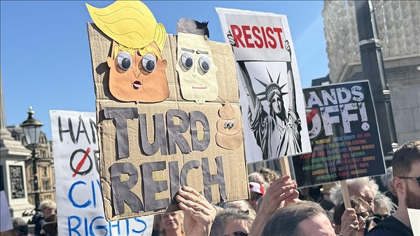 Protesters rally in London against US President Trump