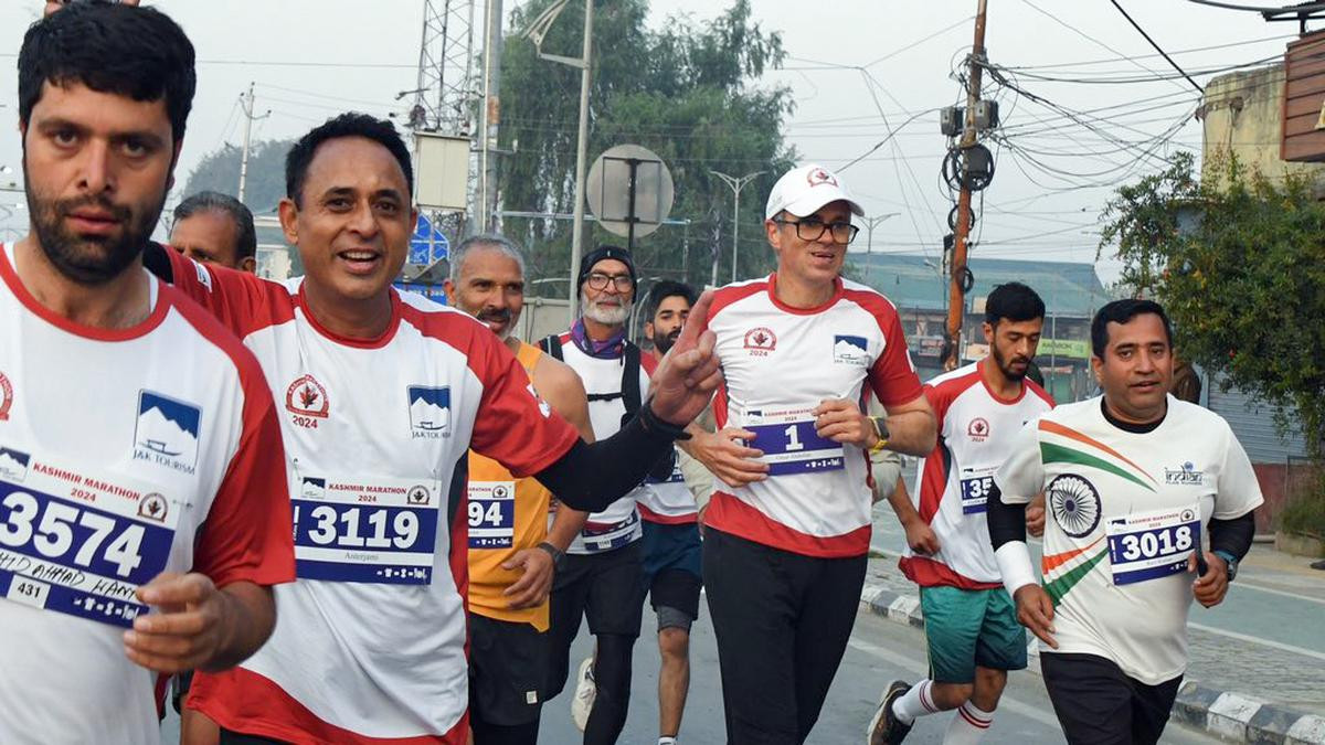 Jammu and Kashmir Chief Minister Omar Abdullah runs a marathon