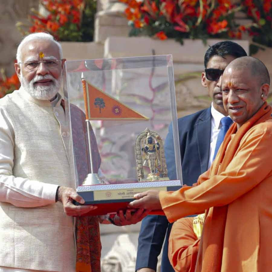 PM Narendra Modi’s address from Ayodhya Ram Mandir flag