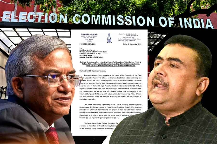 suvendu adhikari writes letter to eci allegedly politicisation of police