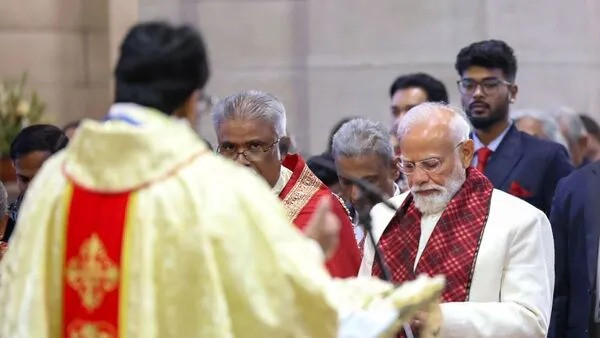 PM Narendra Modi during the Christmas morning service at the Cathedral Church
