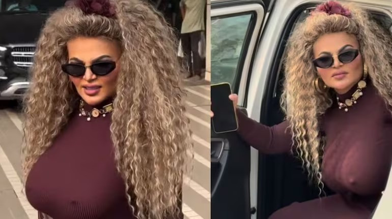 Rakhi in 'nipple dress' at Ajit Pawar's funeral