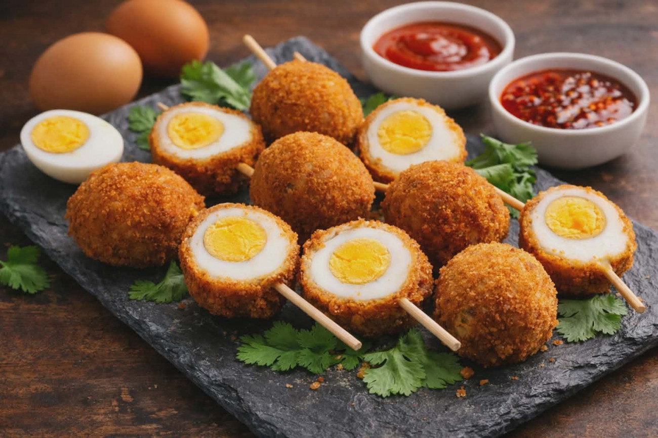 Homemade Crispy Egg Lollipop