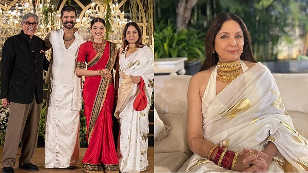 Veteran actress Neena Gupta at Rashmika and Vijay wedding reception