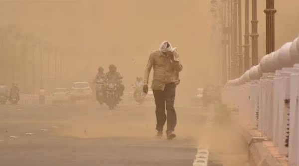 The dust storm significantly reduced visibility across the Delhi