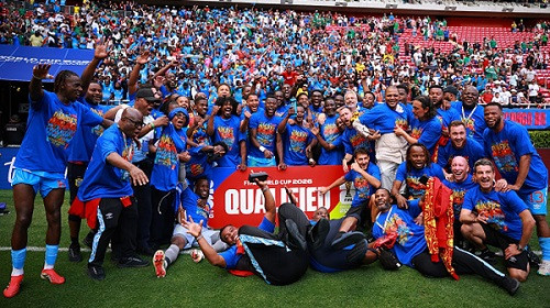 DRC players celebrate after qualifying for the World Cup 2026