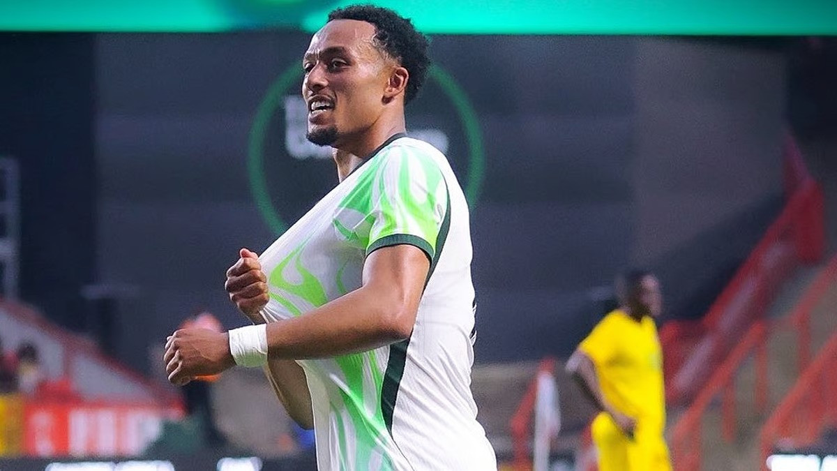 Femi Azeez celebrates after scoring against Zimbabwe in Unity Cup 2026