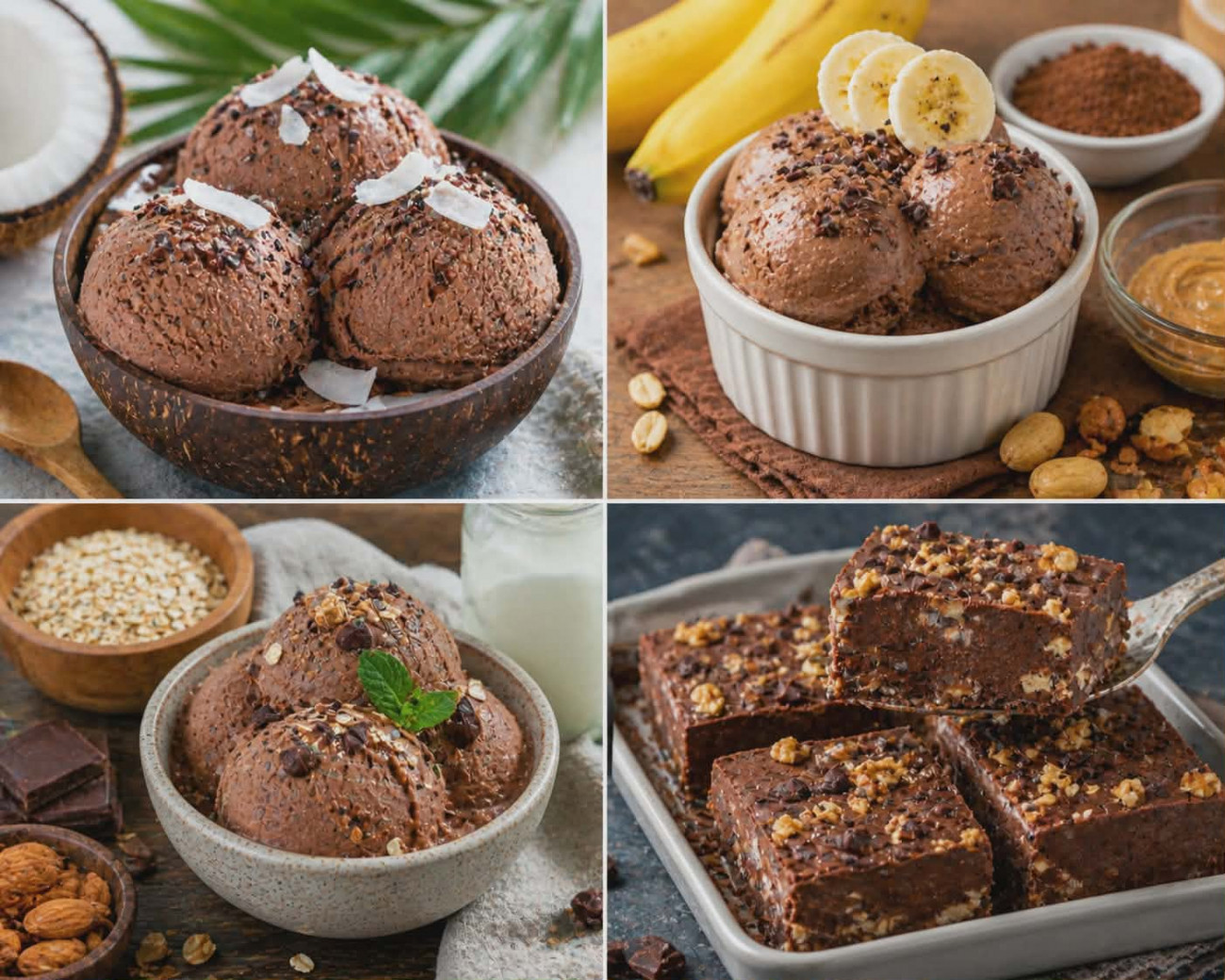 Homemade Healthy Chocolate Ice-Cream Natural Dessert Recipes