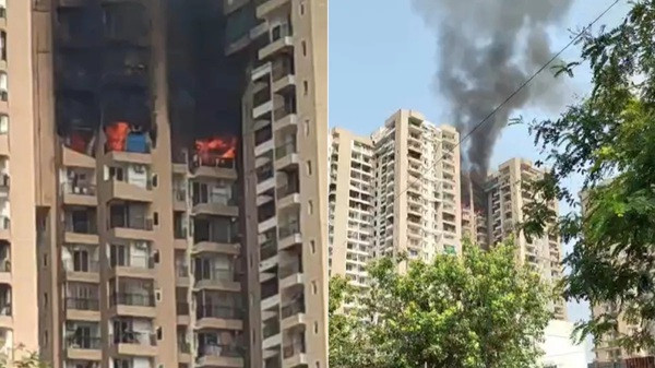 Massive fire breaks out at high-rise flat in Noida's sector 11